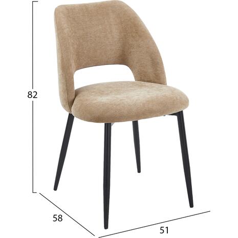 ΚΑΡΕΚΛΑ ΤΡΑΠΕΖΑΡΙΑΣ LAMETT HM18447.03 TAUPE ΥΦΑΣΜΑ-ΜΕΤΑΛ.ΜΑΥΡΑ ΠΟΔΙΑ 51x58x82Υεκ (σετ 4 τεμαχίων)