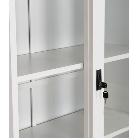ΒΙΒΛΙΟΘΗΚΗ ΜΕ ΣΥΡΟΜΕΝΕΣ ΠΟΡΤΕΣ SIDER HM6632.02 ΜΕΤΑΛΛΙΚΗ ΛΕΥΚΗ 90x40x185Υεκ