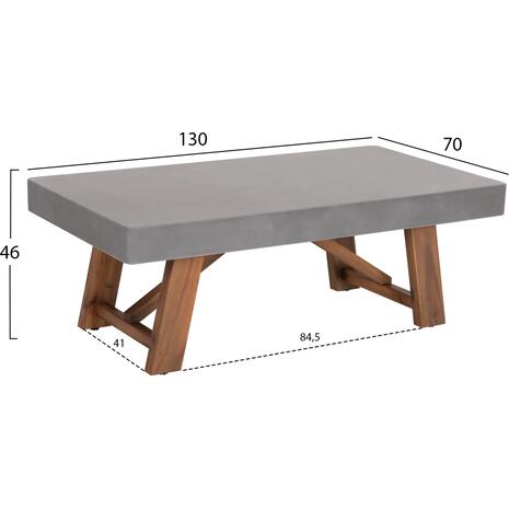 ΤΡΑΠΕΖΙ ΜΕΣΗΣ FIBER CEMENT & ΞΥΛΟ ΑΚΑΚΙΑΣ MAEVE HM6595.01 ΓΚΡΙ 130x70x46Υεκ.