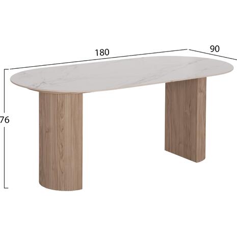 ΤΡΑΠΕΖΙ ΤΡΑΠΕΖΑΡΙΑΣ MELLOW HM18416 MDF ΠΟΔΙΑ ΣΕ ΦΥΣΙΚΟ--ΚΕΡΑΜΙΚΟ TOP 180x90x76Υεκ.