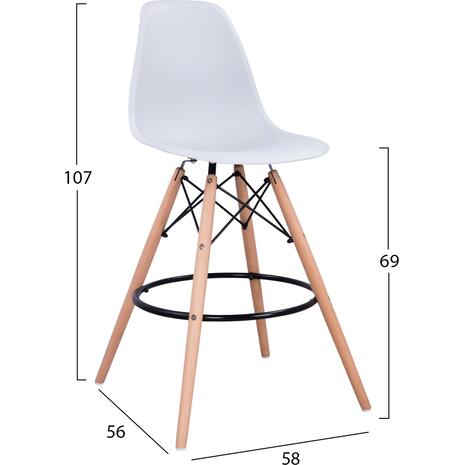 ΣΚΑΜΠΟ ΜΠΑΡ RENATA HM0173.01 ΛΕΥΚΟ 58x56x107Υ εκ. (σετ 4 τεμαχίων)