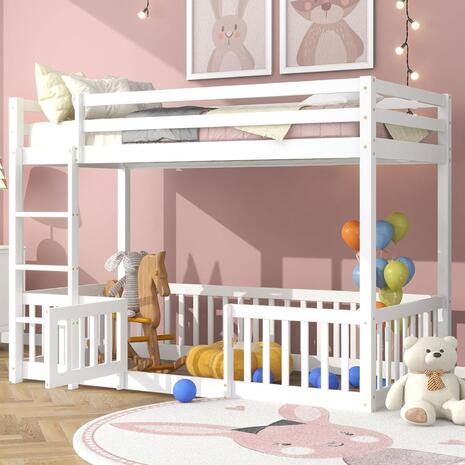 ΠΑΙΔΙΚΗ ΚΟΥΚΕΤΑ τ.MONTESSORI ΜΕ ΠΑΡΚΑΚΙ PLAYKID HM703.03 ΞΥΛΟ ΠΕΥΚΟΥ ΛΕΥΚΟ ΓΙΑ 190x90εκ