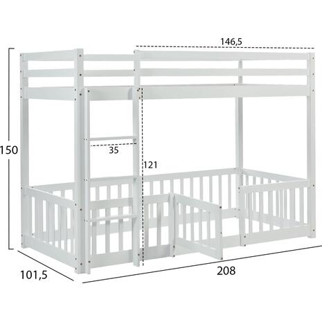 ΠΑΙΔΙΚΗ ΚΟΥΚΕΤΑ τ.MONTESSORI ΜΕ ΠΑΡΚΑΚΙ PLAYKID HM703.03 ΞΥΛΟ ΠΕΥΚΟΥ ΛΕΥΚΟ ΓΙΑ 190x90εκ