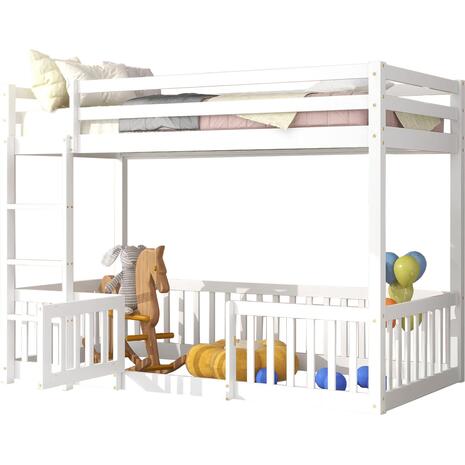 ΠΑΙΔΙΚΗ ΚΟΥΚΕΤΑ τ.MONTESSORI ΜΕ ΠΑΡΚΑΚΙ PLAYKID HM703.03 ΞΥΛΟ ΠΕΥΚΟΥ ΛΕΥΚΟ ΓΙΑ 190x90εκ