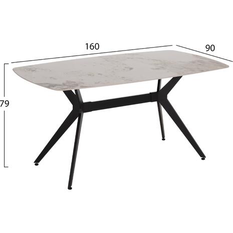 ΤΡΑΠΕΖΙ ΤΡΑΠΕΖΑΡΙΑΣ AIKA HM18421 ΚΕΡΑΜΙΚΟ TOP ΣΕ ΛΕΥΚΟ/ΧΡΥΣΟ ΜΑΡΜΑΡΟ 160x90x79Υεκ