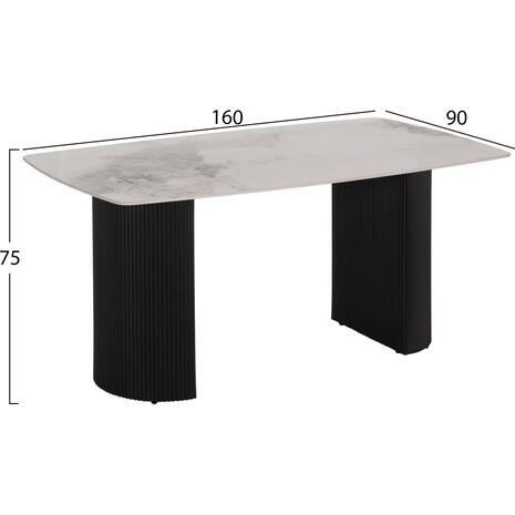ΤΡΑΠΕΖΙ ΤΡΑΠΕΖΑΡΙΑΣ MINAO HM18418 MDF ΠΟΔΙΑ ΣΕ ΣΚΟΥΡΟ ΓΚΡΙ--ΚΕΡΑΜΙΚΟ TOP 160x90x75Υεκ