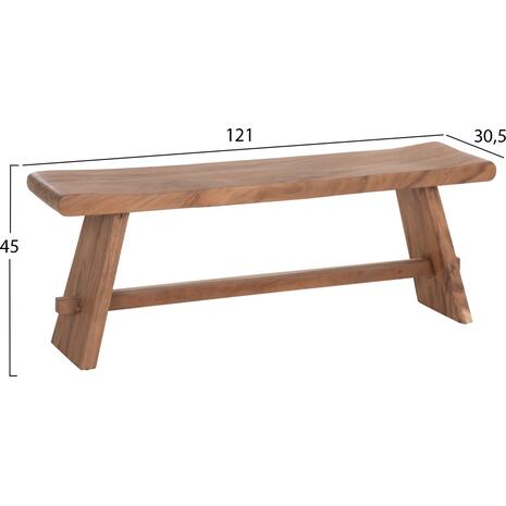 ΠΑΓΚΑΚΙ ΕΞ.ΧΩΡΟΥ 2-ΘΕΣΙΟ KONNY HM18450 ΞΥΛΟ SUAR ΣΕ ΦΥΣΙΚΟ 121x30.5x45Υεκ.