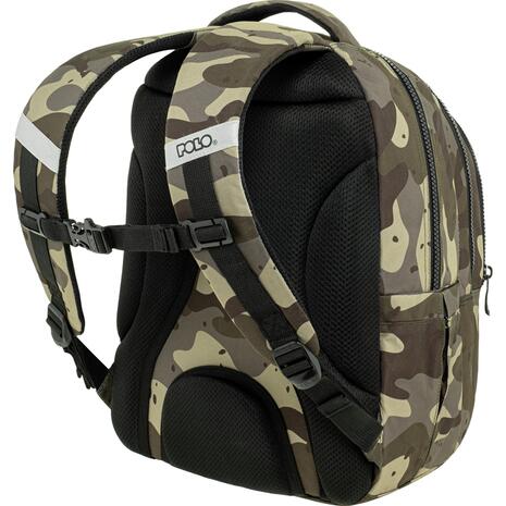 Τσάντα πλάτης δημοτικού Polo Focus 2+1 θέσεων Camo 901078-8309 20lt 2026