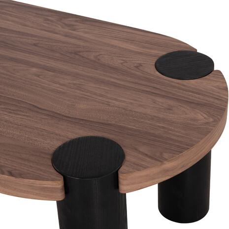 ΤΡΑΠΕΖΙ ΣΑΛΟΝΙΟΥ ΟΒΑΛ OVALON HM18433.05 MDF TOP ΚΑΡΥΔΙ-MDF ΠΟΔΙΑ ΜΑΥΡΑ 120x60x40Υεκ