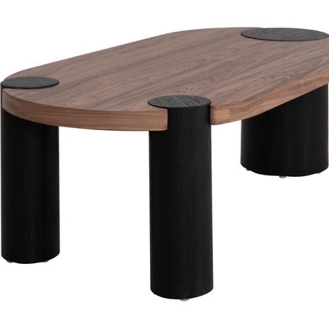 ΤΡΑΠΕΖΙ ΣΑΛΟΝΙΟΥ ΟΒΑΛ OVALON HM18433.05 MDF TOP ΚΑΡΥΔΙ-MDF ΠΟΔΙΑ ΜΑΥΡΑ 120x60x40Υεκ