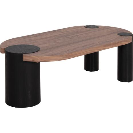 ΤΡΑΠΕΖΙ ΣΑΛΟΝΙΟΥ ΟΒΑΛ OVALON HM18433.05 MDF TOP ΚΑΡΥΔΙ-MDF ΠΟΔΙΑ ΜΑΥΡΑ 120x60x40Υεκ