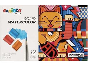 Χρώματα ακουαρέλας Carioca Plus Solid Watercolor περιέχει πινέλο (Σετ 12 χρωμάτων) 45210