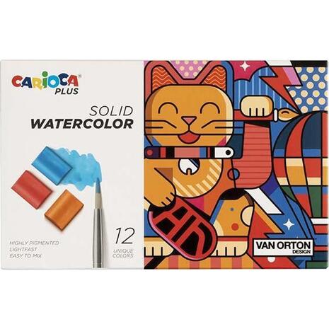 Χρώματα ακουαρέλας Carioca Plus Solid Watercolor περιέχει πινέλο (Σετ 12 χρωμάτων) 45210