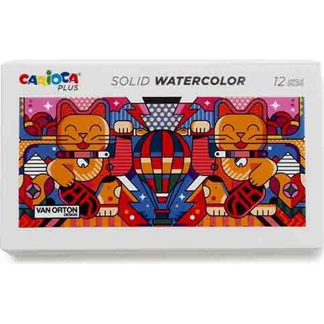 Χρώματα ακουαρέλας Carioca Plus Solid Watercolor περιέχει πινέλο (Σετ 12 χρωμάτων) 45210
