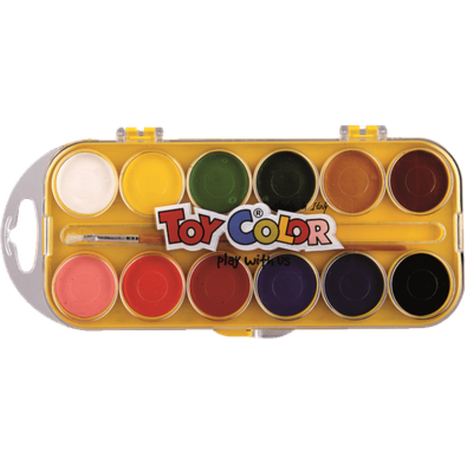 Νερομπογιές Toy Color με πινέλο 12 χρώματα
