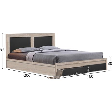ΚΡΕΒΑΤΙ CAPRI HM312.04 ΜΕ 2 ΣΥΡΤΑΡΙΑ SONOMA-ΓΚΡΙ ΓΙΑ ΣΤΡΩΜΑ 150x200εκ.