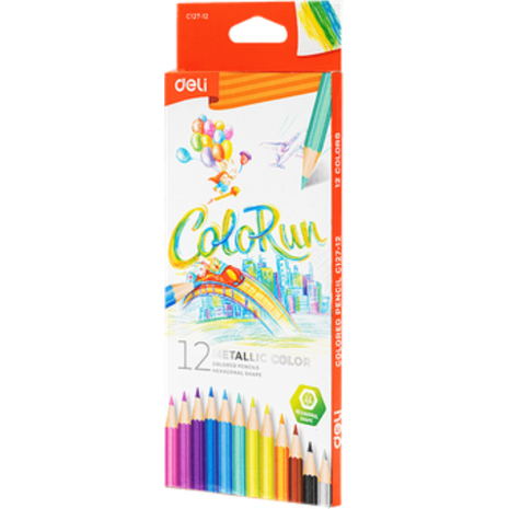 Ξυλομπογιές ζωγραφικής Deli Colorun Metallic Φ3.0mm (12 χρώματα)