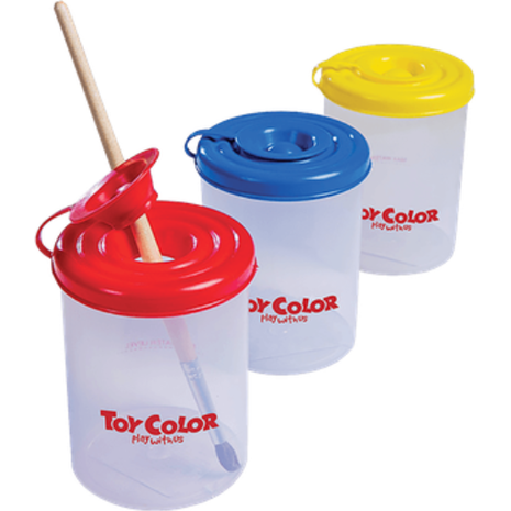 Δοχείο καθαρισμού πινέλων Toy Color πλαστικό με καπάκι (διάφορα χρώματα)