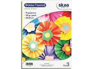 Φυλλά γλασσέ Skag Zazoo Νο.3 25x35cm 100gr. (πακέτο 10 χρωμάτων)