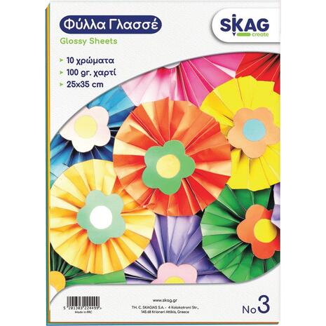 Φυλλά γλασσέ Skag Zazoo Νο.3 25x35cm 100gr. (πακέτο 10 χρωμάτων)