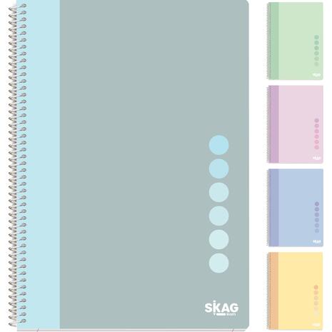 Τετράδιο σπιράλ Skag Pastel Vives A4 2 θεμάτων διάφορα χρώματα (312912)