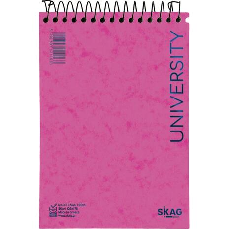 Μπλοκ σημειώσεων όρθιο σπιράλ Skag University No.61 3 Θεμάτων ριγέ 126x178mm 80gr (121163) - Ανακάλυψε Μπλοκ - Σημειωματάρια για να καταγράφεις τις πολύτιμες σημειώσεις σου από το Oikonomou-shop.gr.