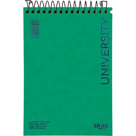 Μπλοκ σημειώσεων όρθιο σπιράλ Skag University No.61 3 Θεμάτων ριγέ 126x178mm 80gr (121163) - Ανακάλυψε Μπλοκ - Σημειωματάρια για να καταγράφεις τις πολύτιμες σημειώσεις σου από το Oikonomou-shop.gr.
