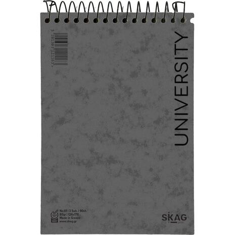 Μπλοκ σημειώσεων όρθιο σπιράλ Skag University No.61 3 Θεμάτων ριγέ 126x178mm 80gr (121163) - Ανακάλυψε Μπλοκ - Σημειωματάρια για να καταγράφεις τις πολύτιμες σημειώσεις σου από το Oikonomou-shop.gr.