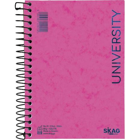 Μπλοκ σημειώσεων σπιράλ Skag University No.31 3 Θεμάτων ριγέ 126x178mm 80gr (120210) - Ανακάλυψε Μπλοκ - Σημειωματάρια για να καταγράφεις τις πολύτιμες σημειώσεις σου από το Oikonomou-shop.gr.
