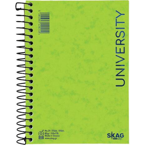 Μπλοκ σημειώσεων σπιράλ Skag University No.31 3 Θεμάτων ριγέ 126x178mm 80gr (120210) - Ανακάλυψε Μπλοκ - Σημειωματάρια για να καταγράφεις τις πολύτιμες σημειώσεις σου από το Oikonomou-shop.gr.
