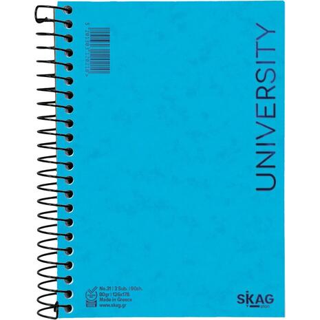 Μπλοκ σημειώσεων σπιράλ Skag University No.31 3 Θεμάτων ριγέ 126x178mm 80gr (120210) - Ανακάλυψε Μπλοκ - Σημειωματάρια για να καταγράφεις τις πολύτιμες σημειώσεις σου από το Oikonomou-shop.gr.