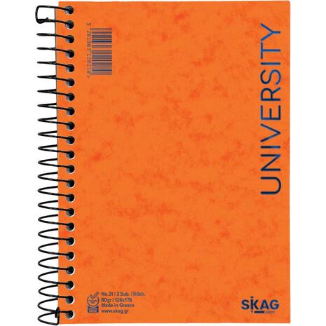 Μπλοκ σημειώσεων σπιράλ Skag University No.31 3 Θεμάτων ριγέ 126x178mm 80gr (120210) - Ανακάλυψε Μπλοκ - Σημειωματάρια για να καταγράφεις τις πολύτιμες σημειώσεις σου από το Oikonomou-shop.gr.