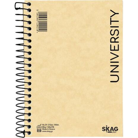 Μπλοκ σημειώσεων σπιράλ Skag University No.31 3 Θεμάτων ριγέ 126x178mm 80gr (120210) - Ανακάλυψε Μπλοκ - Σημειωματάρια για να καταγράφεις τις πολύτιμες σημειώσεις σου από το Oikonomou-shop.gr.