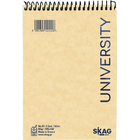 Μπλοκ σημειώσεων όρθιο σπιράλ Skag University No.51 3 Θεμάτων ριγέ 105x148mm 80gr (121118) - Ανακάλυψε Μπλοκ - Σημειωματάρια για να καταγράφεις τις πολύτιμες σημειώσεις σου από το Oikonomou-shop.gr.