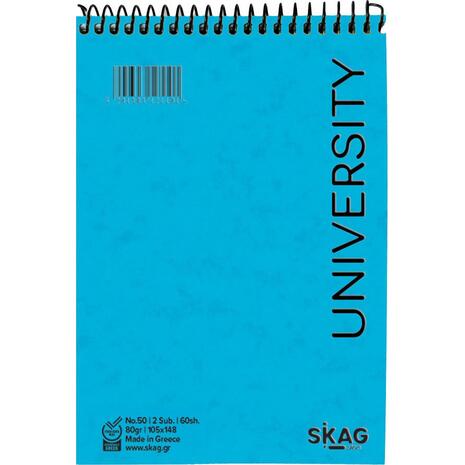 Μπλοκ σημειώσεων όρθιο σπιράλ Skag University No.50 2 Θεμάτων ριγέ 105x148mm 60 φύλλων 80gr - Ανακάλυψε Μπλοκ - Σημειωματάρια για να καταγράφεις τις πολύτιμες σημειώσεις σου από το Oikonomou-shop.gr.