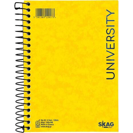 Μπλοκ σημειώσεων σπιράλ Skag University No.22 4 Θεμάτων ριγέ 105x148mm 120 φύλλων 80gr (120173) - Ανακάλυψε Μπλοκ - Σημειωματάρια για να καταγράφεις τις πολύτιμες σημειώσεις σου από το Oikonomou-shop.gr.