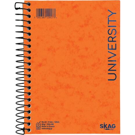 Μπλοκ σημειώσεων σπιράλ Skag University No.22 4 Θεμάτων ριγέ 105x148mm 120 φύλλων 80gr (120173) - Ανακάλυψε Μπλοκ - Σημειωματάρια για να καταγράφεις τις πολύτιμες σημειώσεις σου από το Oikonomou-shop.gr.