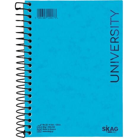 Μπλοκ σημειώσεων σπιράλ Skag University No.22 4 Θεμάτων ριγέ 105x148mm 120 φύλλων 80gr (120173) - Ανακάλυψε Μπλοκ - Σημειωματάρια για να καταγράφεις τις πολύτιμες σημειώσεις σου από το Oikonomou-shop.gr.