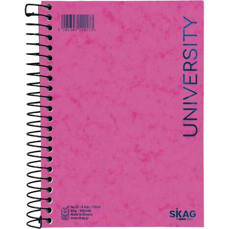 Μπλοκ σημειώσεων σπιράλ Skag University No.22 4 Θεμάτων ριγέ 105x148mm 120 φύλλων 80gr (120173) - Ανακάλυψε Μπλοκ - Σημειωματάρια για να καταγράφεις τις πολύτιμες σημειώσεις σου από το Oikonomou-shop.gr.