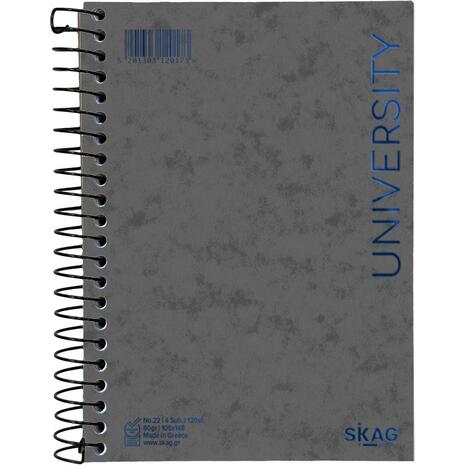 Μπλοκ σημειώσεων σπιράλ Skag University No.22 4 Θεμάτων ριγέ 105x148mm 120 φύλλων 80gr (120173) - Ανακάλυψε Μπλοκ - Σημειωματάρια για να καταγράφεις τις πολύτιμες σημειώσεις σου από το Oikonomou-shop.gr.
