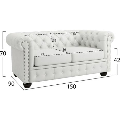 ΣΕΤ ΣΑΛΟΝΙ 2/ΘΕΣΙΟ & 3/ΘΕΣΙΟ & ΠΟΛΥΘΡΟΝΑ CHESTERFIELD ΛΕΥΚΟ ΜΑΤ