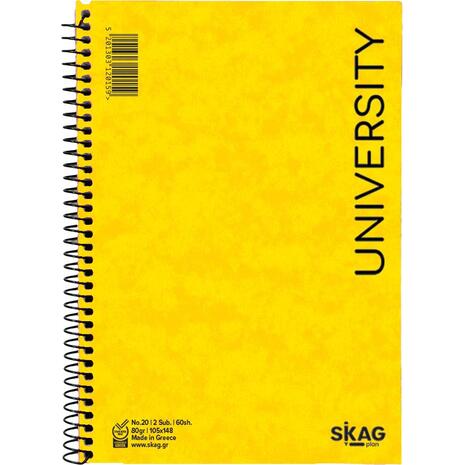 Μπλοκ σημειώσεων σπιράλ Skag University No.20 2 Θεμάτων ριγέ 105x148mm 60 φύλλων 80gr (120159) - Ανακάλυψε Μπλοκ - Σημειωματάρια για να καταγράφεις τις πολύτιμες σημειώσεις σου από το Oikonomou-shop.gr.