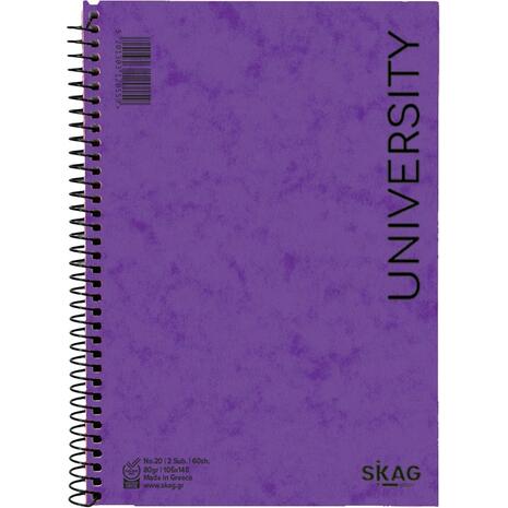 Μπλοκ σημειώσεων σπιράλ Skag University No.20 2 Θεμάτων ριγέ 105x148mm 60 φύλλων 80gr (120159) - Ανακάλυψε Μπλοκ - Σημειωματάρια για να καταγράφεις τις πολύτιμες σημειώσεις σου από το Oikonomou-shop.gr.