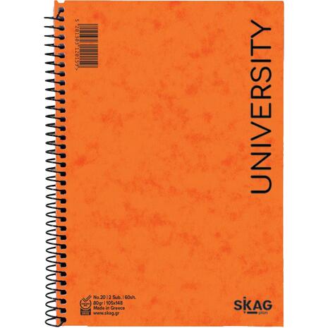 Μπλοκ σημειώσεων σπιράλ Skag University No.20 2 Θεμάτων ριγέ 105x148mm 60 φύλλων 80gr (120159) - Ανακάλυψε Μπλοκ - Σημειωματάρια για να καταγράφεις τις πολύτιμες σημειώσεις σου από το Oikonomou-shop.gr.