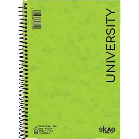 Μπλοκ σημειώσεων σπιράλ Skag University No.20 2 Θεμάτων ριγέ 105x148mm 60 φύλλων 80gr (120159) - Ανακάλυψε Μπλοκ - Σημειωματάρια για να καταγράφεις τις πολύτιμες σημειώσεις σου από το Oikonomou-shop.gr.