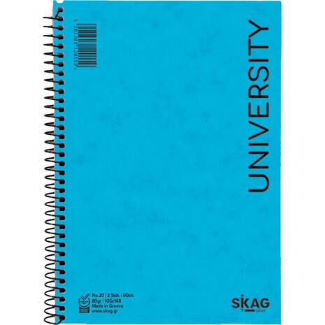 Μπλοκ σημειώσεων σπιράλ Skag University No.20 2 Θεμάτων ριγέ 105x148mm 60 φύλλων 80gr (120159) - Ανακάλυψε Μπλοκ - Σημειωματάρια για να καταγράφεις τις πολύτιμες σημειώσεις σου από το Oikonomou-shop.gr.