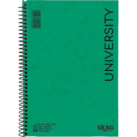 Μπλοκ σημειώσεων σπιράλ Skag University No.20 2 Θεμάτων ριγέ 105x148mm 60 φύλλων 80gr (120159) - Ανακάλυψε Μπλοκ - Σημειωματάρια για να καταγράφεις τις πολύτιμες σημειώσεις σου από το Oikonomou-shop.gr.