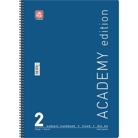 Τετράδιο σπιράλ Typotrust Academy A4 2 θεμάτων 120 σελίδες (διάφορα χρώματα)