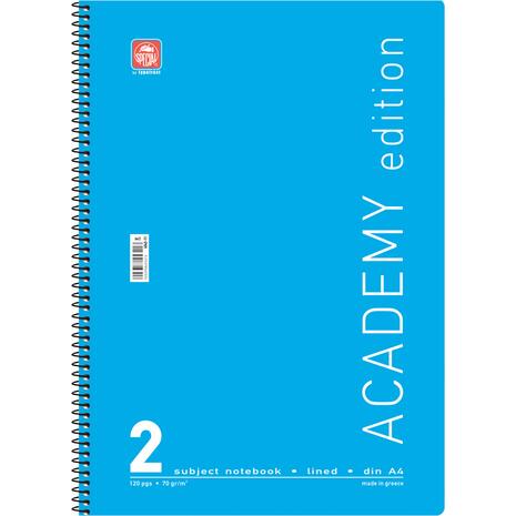 Τετράδιο σπιράλ Typotrust Academy A4 2 θεμάτων 120 σελίδες (διάφορα χρώματα)