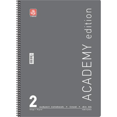 Τετράδιο σπιράλ Typotrust Academy A4 2 θεμάτων 120 σελίδες (διάφορα χρώματα)